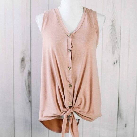 Sleeveless button front top pink - Picture 1 of 8